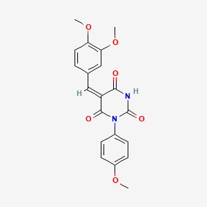 molecular formula C20H18N2O6 B4854385 5-(3,4-dimethoxybenzylidene)-1-(4-methoxyphenyl)-2,4,6(1H,3H,5H)-pyrimidinetrione 