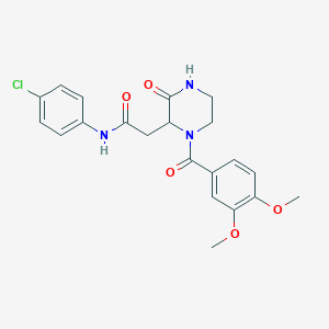 N-(4-chlorophenyl)-2-[1-(3,4-dimethoxybenzoyl)-3-oxo-2-piperazinyl]acetamide