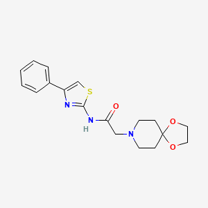 molecular formula C18H21N3O3S B4854417 2-(1,4-dioxa-8-azaspiro[4.5]dec-8-yl)-N-(4-phenyl-1,3-thiazol-2-yl)acetamide 