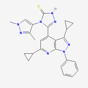 5-(3,6-dicyclopropyl-1-phenyl-1H-pyrazolo[3,4-b]pyridin-4-yl)-4-(1,3-dimethyl-1H-pyrazol-4-yl)-4H-1,2,4-triazole-3-thiol