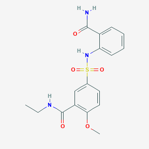 molecular formula C17H19N3O5S B4854481 5-({[2-(aminocarbonyl)phenyl]amino}sulfonyl)-N-ethyl-2-methoxybenzamide 