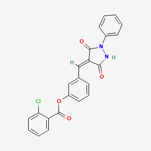 molecular formula C23H15ClN2O4 B4854556 3-[(3,5-dioxo-1-phenyl-4-pyrazolidinylidene)methyl]phenyl 2-chlorobenzoate 