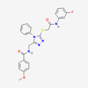 molecular formula C25H22FN5O3S B4854561 N-{[5-({2-[(3-fluorophenyl)amino]-2-oxoethyl}thio)-4-phenyl-4H-1,2,4-triazol-3-yl]methyl}-4-methoxybenzamide 