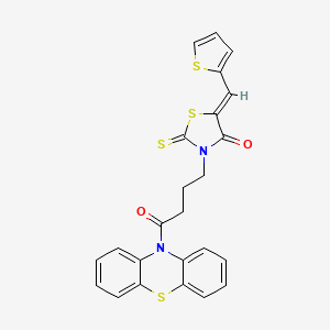 molecular formula C24H18N2O2S4 B4854562 3-[4-oxo-4-(10H-phenothiazin-10-yl)butyl]-5-(2-thienylmethylene)-2-thioxo-1,3-thiazolidin-4-one 