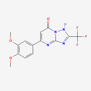 molecular formula C14H11F3N4O3 B4854589 5-(3,4-dimethoxyphenyl)-2-(trifluoromethyl)[1,2,4]triazolo[1,5-a]pyrimidin-7(4H)-one 