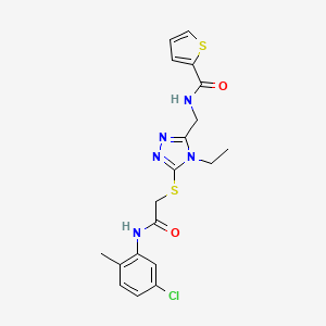 molecular formula C19H20ClN5O2S2 B4854712 N-{[5-({2-[(5-chloro-2-methylphenyl)amino]-2-oxoethyl}thio)-4-ethyl-4H-1,2,4-triazol-3-yl]methyl}-2-thiophenecarboxamide 