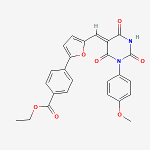 molecular formula C25H20N2O7 B4854778 ethyl 4-(5-{[1-(4-methoxyphenyl)-2,4,6-trioxotetrahydro-5(2H)-pyrimidinylidene]methyl}-2-furyl)benzoate 
