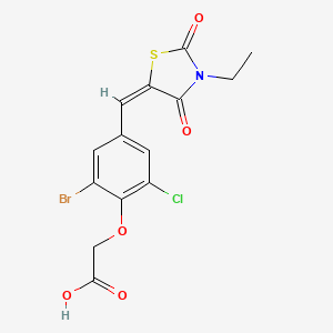 molecular formula C14H11BrClNO5S B4854795 {2-bromo-6-chloro-4-[(3-ethyl-2,4-dioxo-1,3-thiazolidin-5-ylidene)methyl]phenoxy}acetic acid 