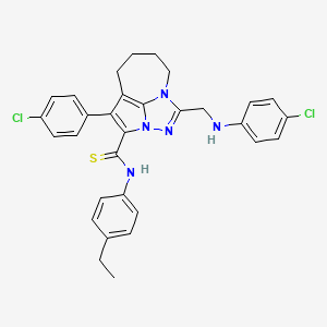 4-(4-chlorophenyl)-1-{[(4-chlorophenyl)amino]methyl}-N-(4-ethylphenyl)-5,6,7,8-tetrahydro-2,2a,8a-triazacyclopenta[cd]azulene-3-carbothioamide