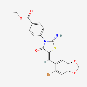 molecular formula C20H15BrN2O5S B4854865 ethyl 4-{5-[(6-bromo-1,3-benzodioxol-5-yl)methylene]-2-imino-4-oxo-1,3-thiazolidin-3-yl}benzoate 