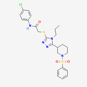 molecular formula C24H28ClN5O3S2 B4854919 N-(4-chlorophenyl)-2-({5-[1-(phenylsulfonyl)-3-piperidinyl]-4-propyl-4H-1,2,4-triazol-3-yl}thio)acetamide 