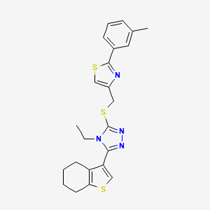molecular formula C23H24N4S3 B4854921 4-ethyl-3-({[2-(3-methylphenyl)-1,3-thiazol-4-yl]methyl}thio)-5-(4,5,6,7-tetrahydro-1-benzothien-3-yl)-4H-1,2,4-triazole 
