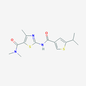 molecular formula C15H19N3O2S2 B4854925 2-{[(5-isopropyl-3-thienyl)carbonyl]amino}-N,N,4-trimethyl-1,3-thiazole-5-carboxamide 