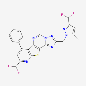 molecular formula C23H15F4N7S B4854987 9-(difluoromethyl)-2-{[3-(difluoromethyl)-5-methyl-1H-pyrazol-1-yl]methyl}-7-phenylpyrido[3',2':4,5]thieno[2,3-e][1,2,4]triazolo[1,5-c]pyrimidine 