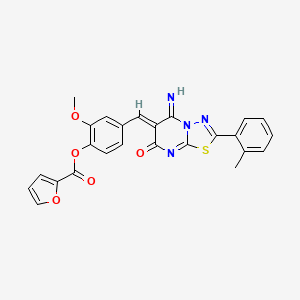 molecular formula C25H18N4O5S B4855016 4-{[5-imino-2-(2-methylphenyl)-7-oxo-5H-[1,3,4]thiadiazolo[3,2-a]pyrimidin-6(7H)-ylidene]methyl}-2-methoxyphenyl 2-furoate 