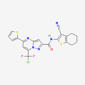 molecular formula C21H14ClF2N5OS2 B4855033 7-[chloro(difluoro)methyl]-N-(3-cyano-4,5,6,7-tetrahydro-1-benzothien-2-yl)-5-(2-thienyl)pyrazolo[1,5-a]pyrimidine-2-carboxamide 