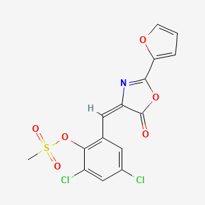 2,4-dichloro-6-{[2-(2-furyl)-5-oxo-1,3-oxazol-4(5H)-ylidene]methyl}phenyl methanesulfonate