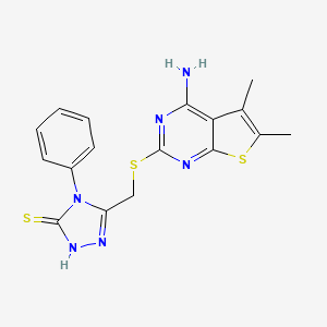 molecular formula C17H16N6S3 B4855054 5-{[(4-amino-5,6-dimethylthieno[2,3-d]pyrimidin-2-yl)thio]methyl}-4-phenyl-2,4-dihydro-3H-1,2,4-triazole-3-thione 