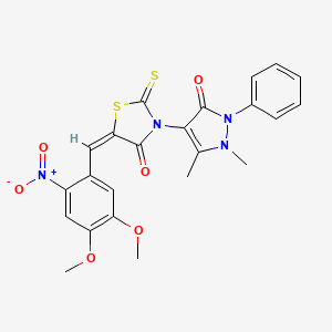 molecular formula C23H20N4O6S2 B4855062 5-(4,5-dimethoxy-2-nitrobenzylidene)-3-(1,5-dimethyl-3-oxo-2-phenyl-2,3-dihydro-1H-pyrazol-4-yl)-2-thioxo-1,3-thiazolidin-4-one CAS No. 5842-29-5