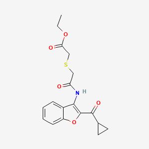 molecular formula C18H19NO5S B4855080 ethyl [(2-{[2-(cyclopropylcarbonyl)-1-benzofuran-3-yl]amino}-2-oxoethyl)thio]acetate 