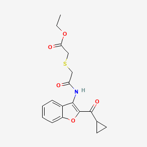 molecular formula C18H19NO5S B4855080 Ethyl [(2-{[2-(cyclopropylcarbonyl)-1-benzofuran-3-yl]amino}-2-oxoethyl)sulfanyl]acetate 