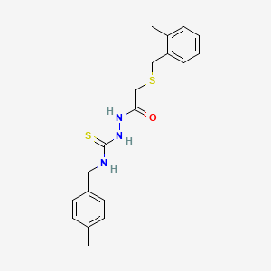 molecular formula C19H23N3OS2 B4855084 N-(4-methylbenzyl)-2-{[(2-methylbenzyl)thio]acetyl}hydrazinecarbothioamide 