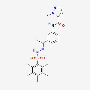 molecular formula C24H29N5O3S B4855101 1-methyl-N-(3-{N-[(pentamethylphenyl)sulfonyl]ethanehydrazonoyl}phenyl)-1H-pyrazole-5-carboxamide 