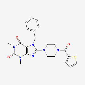 molecular formula C23H24N6O3S B4855121 7-benzyl-1,3-dimethyl-8-[4-(2-thienylcarbonyl)-1-piperazinyl]-3,7-dihydro-1H-purine-2,6-dione 