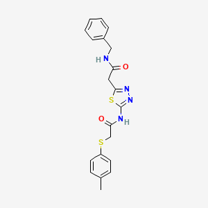 molecular formula C20H20N4O2S2 B4855124 N-{5-[2-(benzylamino)-2-oxoethyl]-1,3,4-thiadiazol-2-yl}-2-[(4-methylphenyl)thio]acetamide 