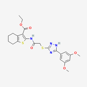molecular formula C23H26N4O5S2 B4855132 ethyl 2-[({[5-(3,5-dimethoxyphenyl)-4H-1,2,4-triazol-3-yl]thio}acetyl)amino]-4,5,6,7-tetrahydro-1-benzothiophene-3-carboxylate 
