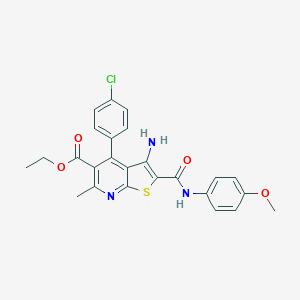 Ethyl 3-amino-4-(4-chlorophenyl)-2-[(4-methoxyphenyl)carbamoyl]-6-methylthieno[2,3-b]pyridine-5-carboxylate