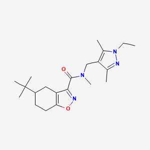 molecular formula C21H32N4O2 B4855140 5-tert-butyl-N-[(1-ethyl-3,5-dimethyl-1H-pyrazol-4-yl)methyl]-N-methyl-4,5,6,7-tetrahydro-1,2-benzisoxazole-3-carboxamide 