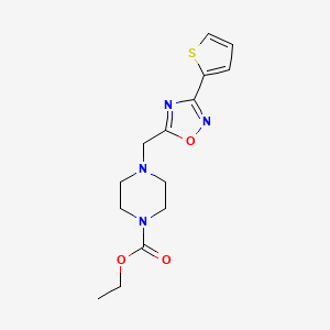 molecular formula C14H18N4O3S B4855148 ethyl 4-{[3-(2-thienyl)-1,2,4-oxadiazol-5-yl]methyl}-1-piperazinecarboxylate 