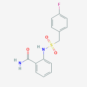 molecular formula C14H13FN2O3S B4855150 2-{[(4-fluorobenzyl)sulfonyl]amino}benzamide 