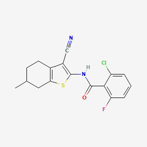 molecular formula C17H14ClFN2OS B4855159 2-chloro-N-(3-cyano-6-methyl-4,5,6,7-tetrahydro-1-benzothien-2-yl)-6-fluorobenzamide 