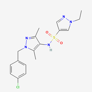 molecular formula C17H20ClN5O2S B4855177 N-[1-(4-chlorobenzyl)-3,5-dimethyl-1H-pyrazol-4-yl]-1-ethyl-1H-pyrazole-4-sulfonamide 