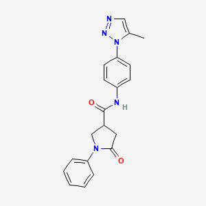 molecular formula C20H19N5O2 B4855199 N-[4-(5-methyl-1H-1,2,3-triazol-1-yl)phenyl]-5-oxo-1-phenyl-3-pyrrolidinecarboxamide 