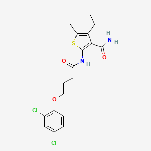 molecular formula C18H20Cl2N2O3S B4855207 2-{[4-(2,4-dichlorophenoxy)butanoyl]amino}-4-ethyl-5-methyl-3-thiophenecarboxamide 