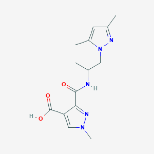 molecular formula C14H19N5O3 B4855226 3-({[2-(3,5-dimethyl-1H-pyrazol-1-yl)-1-methylethyl]amino}carbonyl)-1-methyl-1H-pyrazole-4-carboxylic acid 
