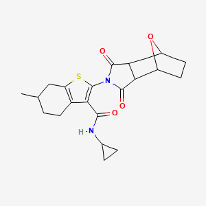molecular formula C21H24N2O4S B4855263 N-cyclopropyl-2-(3,5-dioxo-10-oxa-4-azatricyclo[5.2.1.0~2,6~]dec-4-yl)-6-methyl-4,5,6,7-tetrahydro-1-benzothiophene-3-carboxamide 
