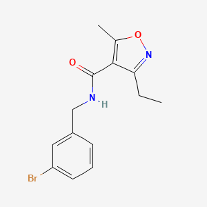 molecular formula C14H15BrN2O2 B4855279 N-(3-bromobenzyl)-3-ethyl-5-methyl-4-isoxazolecarboxamide 