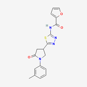molecular formula C18H16N4O3S B4855284 N-{5-[1-(3-methylphenyl)-5-oxo-3-pyrrolidinyl]-1,3,4-thiadiazol-2-yl}-2-furamide 