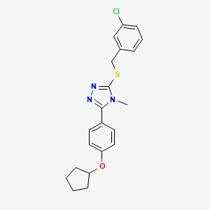 molecular formula C21H22ClN3OS B4855314 3-[(3-chlorobenzyl)thio]-5-[4-(cyclopentyloxy)phenyl]-4-methyl-4H-1,2,4-triazole 