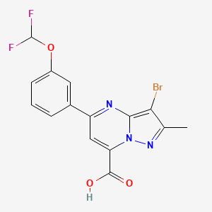 molecular formula C15H10BrF2N3O3 B4855378 3-bromo-5-[3-(difluoromethoxy)phenyl]-2-methylpyrazolo[1,5-a]pyrimidine-7-carboxylic acid 