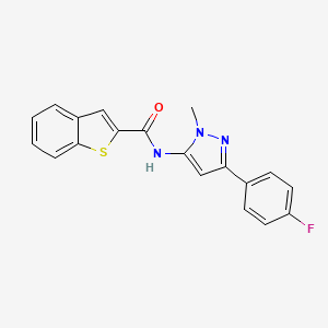 molecular formula C19H14FN3OS B4855413 N-[3-(4-fluorophenyl)-1-methyl-1H-pyrazol-5-yl]-1-benzothiophene-2-carboxamide 