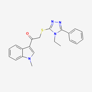 molecular formula C21H20N4OS B4855469 2-[(4-ethyl-5-phenyl-4H-1,2,4-triazol-3-yl)thio]-1-(1-methyl-1H-indol-3-yl)ethanone 