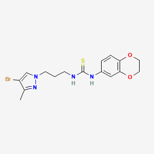 molecular formula C16H19BrN4O2S B4855473 N-[3-(4-bromo-3-methyl-1H-pyrazol-1-yl)propyl]-N'-(2,3-dihydro-1,4-benzodioxin-6-yl)thiourea 