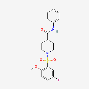 molecular formula C19H21FN2O4S B4855496 1-[(5-fluoro-2-methoxyphenyl)sulfonyl]-N-phenyl-4-piperidinecarboxamide 
