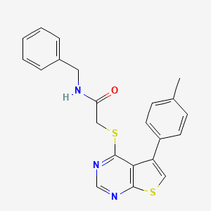 molecular formula C22H19N3OS2 B4855502 N-benzyl-2-{[5-(4-methylphenyl)thieno[2,3-d]pyrimidin-4-yl]thio}acetamide 