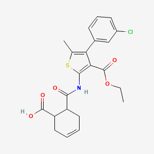 molecular formula C22H22ClNO5S B4855521 6-({[4-(3-chlorophenyl)-3-(ethoxycarbonyl)-5-methyl-2-thienyl]amino}carbonyl)-3-cyclohexene-1-carboxylic acid 